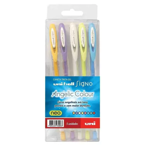 Caneta Gel Uni-Ball Signo Angelic Colour Tons Pasteis c/5