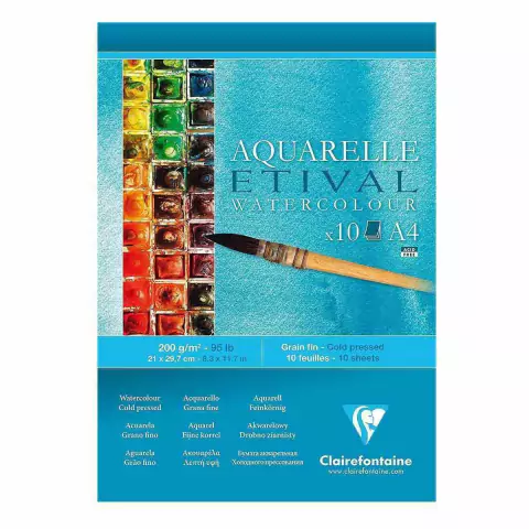 Bloco Para Aquarela Etival A4 200G Clairefontaine 10 Folhas