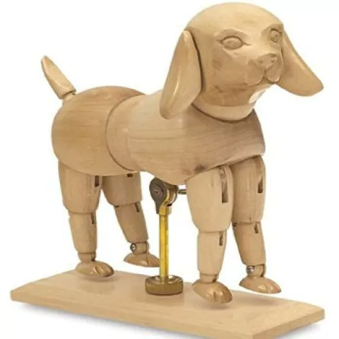 Manequim Articulado Cachorro De Madeira 15cm