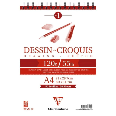 Bloco Dessin Croquis A4 120g Clairefontaine 50 folhas