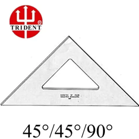 Esquadro de Acrilico sem Escala 45º Trident 2528 28cm