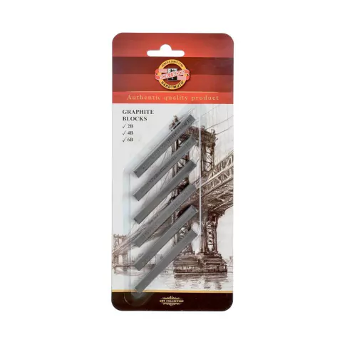 Grafite Em Barra Koh-I-Noor 2B/4B/6B Blister com 02 de cada