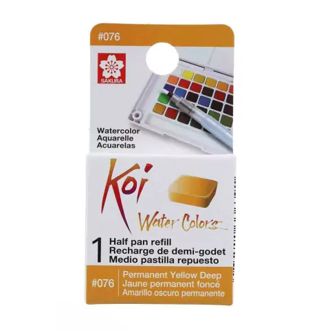 Refil Aquarela Em Pastilha Koi Sakura 076 Permanent Yellow Deep
