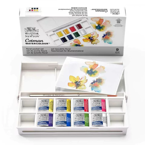 Aquarela Cotman Winsor & Newton Pastilha 8 Cores Floral
