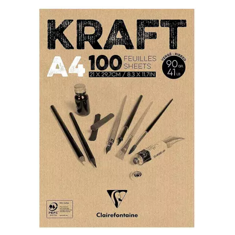 Bloco de Papel Kraft A4 90gr Clairefontaine 100 folhas
