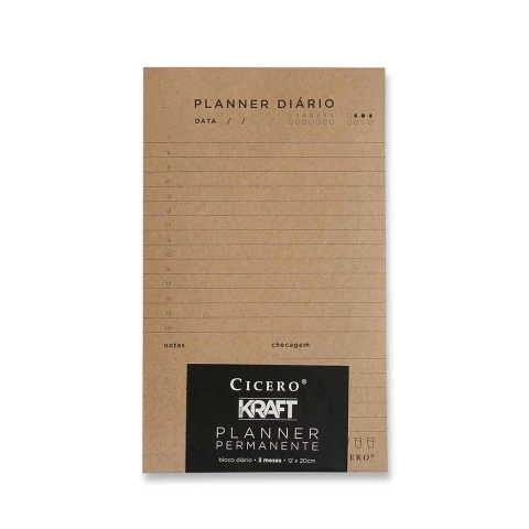 Planner Diario 3 Meses Cicero Kraft 12x20cm
