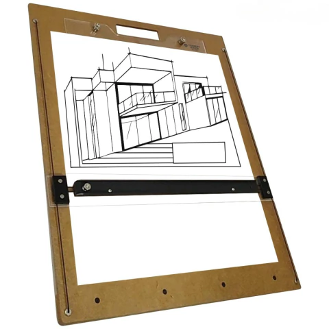 Prancheta Portatil c/ Regua Paralela e Bolsa Trident MDF A3 45x56cm