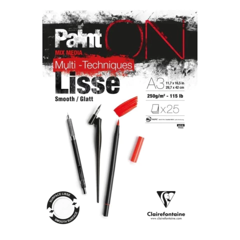 Bloco Multi Tecnicas Paint On Lisse A3 250g Clairefontaine 25 Fls