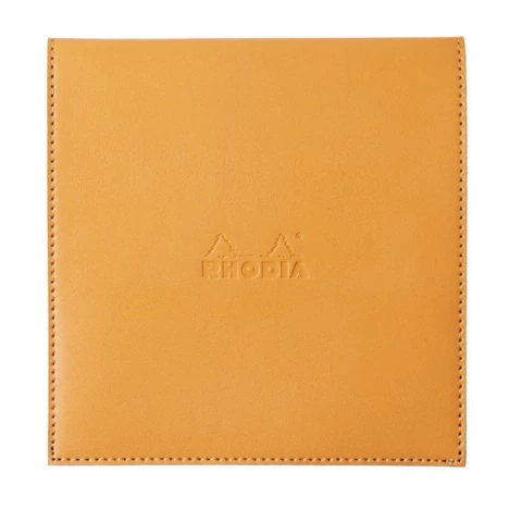 Bloco de Notas Rhodia Boutique Quadriculado 14,5X14,5cm Capa Couro Laranja 80 Folhas