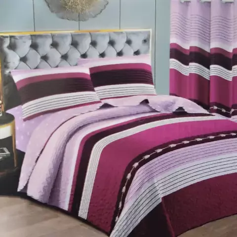CUBRECAMA FULL 2 1/2 SET 7 PZS GOLDSUN + JGO SABANAS + CORTINAS (ESTAMPADO) - comprar online