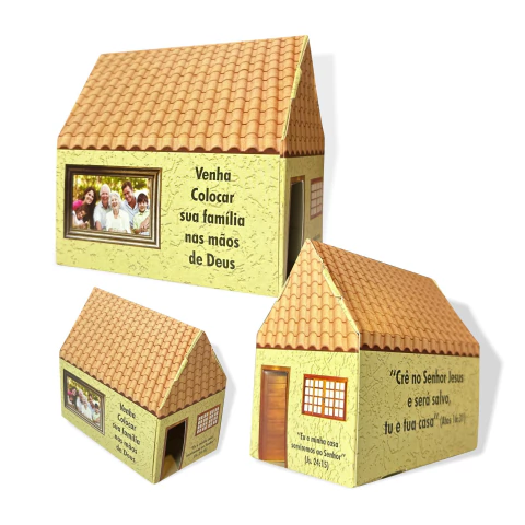Casinha De Papel " Eu e minha casa serviremos ao Senhor " P/ Campanhas E Propósitos na Igreja - 100 Unidades - comprar online