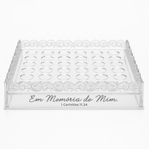 Bandeja De Acrílico Para Ceia Com Suporte Para 48 Cálices Kit Ceia / Em Memória De Mim
