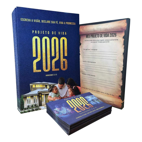 Kit Projeto de Vida 2026 P/ Igrejas - Envelopes + Cartelas + Pergaminhos / 100 Unidades