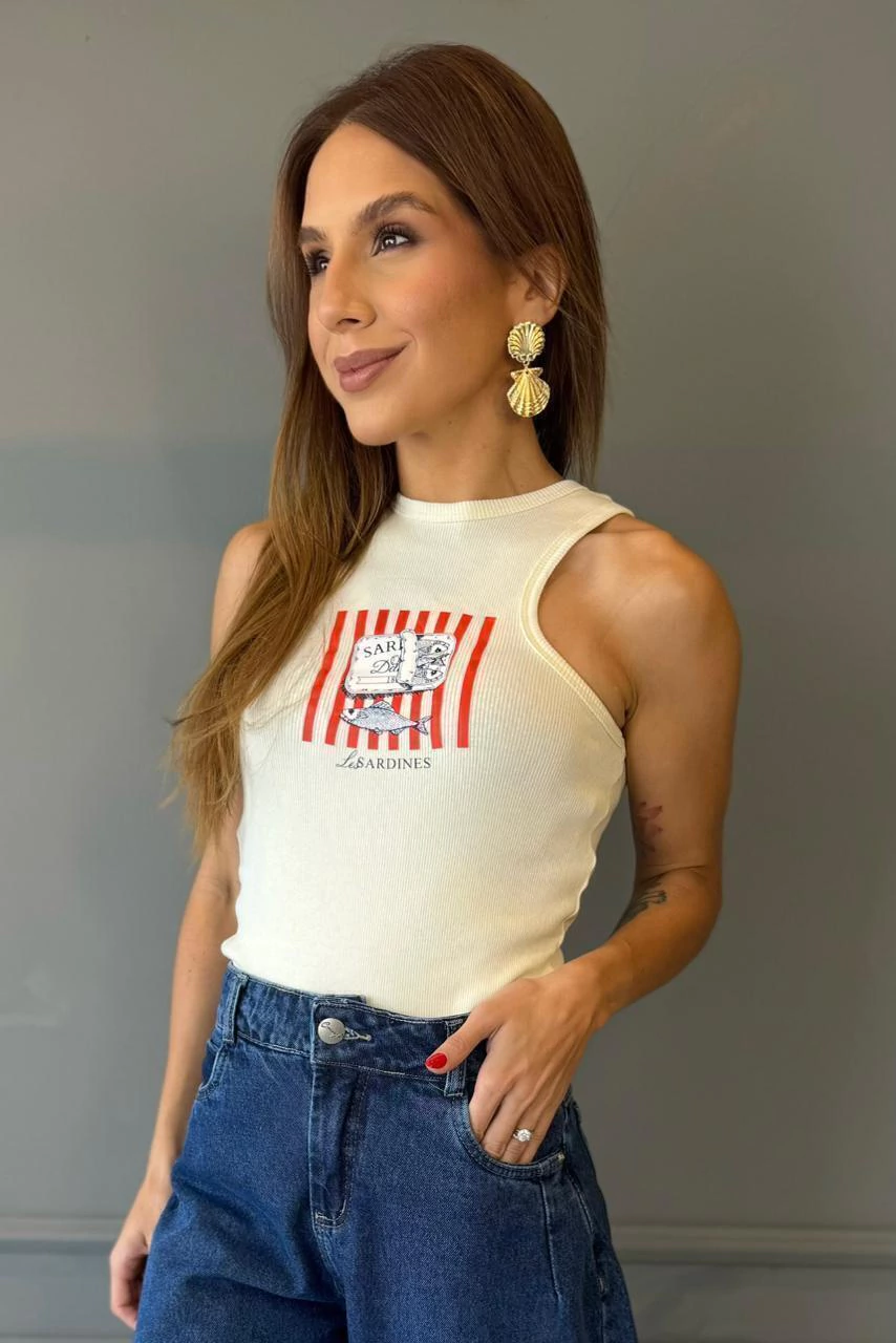 REGATA CANELADA LES SARDINES COM DECOTE CAVADO