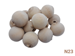 Cuentas de madera natural redondas - N23