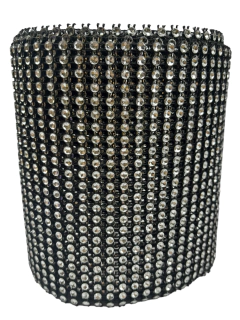 Falso Strass 24 Lineas - Negro con plateado