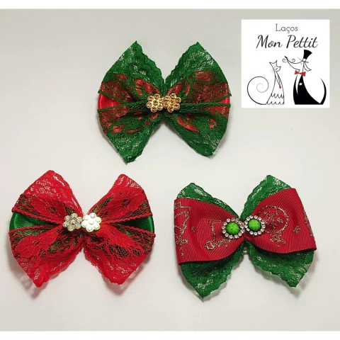 Laço Para topete Natal - 3 unidades