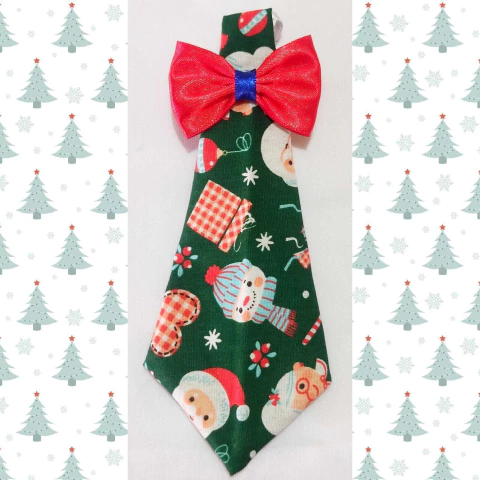 Gravatas Em Tecido e Cetin Natal - 12 unidades