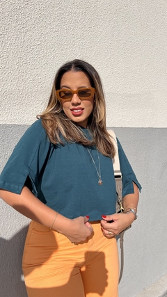 Cropped Karla - Verde Petróleo na internet