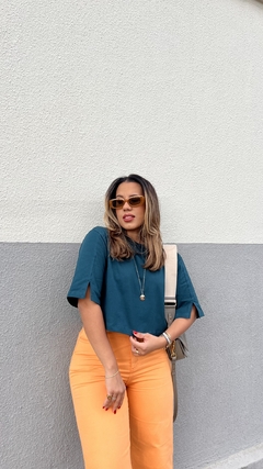 Cropped Karla - Verde Petróleo - comprar online