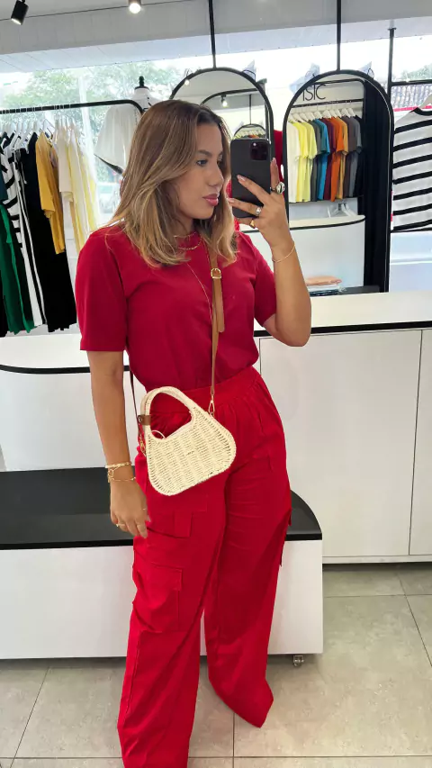 Calça Cargo Vermelha