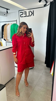Camisão Oversized Liso - Vermelho