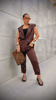 Conjunto Briana Alfaiataria - Marrom - loja online