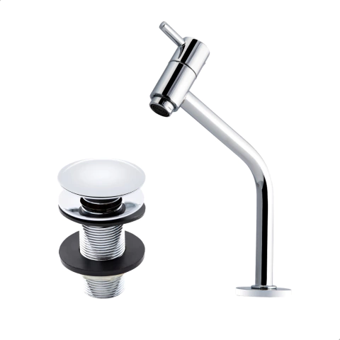 Kit Torneira Banheiro Baixa Cromada + Válvula Click Cromada 7/8