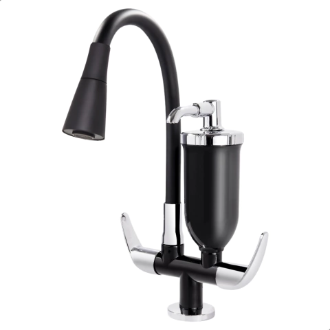 Torneira Com Filtro Bancada Gourmet Flexível Preta Cozinha