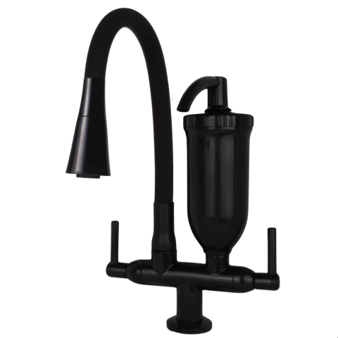 Torneira Filtro Gourmet Flexível Pia Cozinha Bancada Toda Preta 2 Jatos