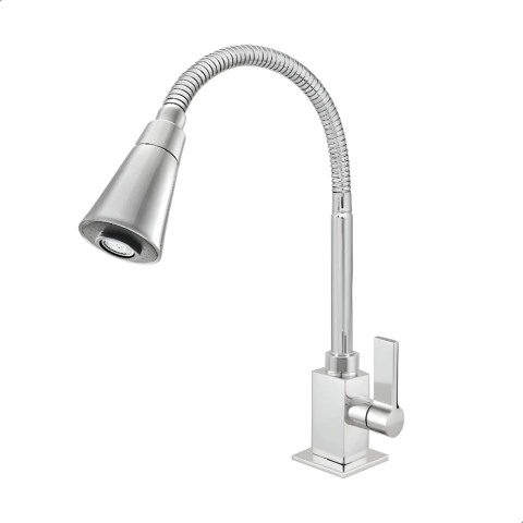 Torneira Gourmet Quadrada Em Metal Cozinha Bancada Flexível