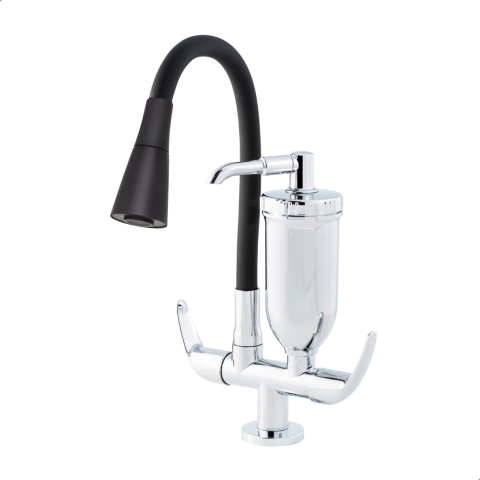 Torneira Filtro Gourmet Flexível Cozinha Bancada Cone Preto