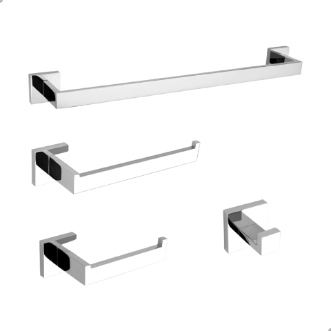 Kit Acessórios Para Banheiro Aço Inox 4 Peças - Cromado