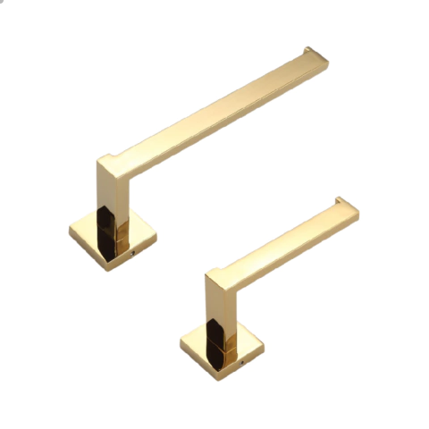 Kit Acessórios Para Banheiro Lavabo Duas Peças Gold Dourado