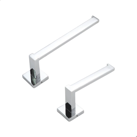 Kit Acessórios Para Banheiro Lavabo Duas Peças Cromado Inox