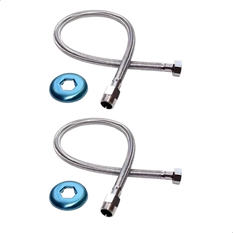 Kit 2 Mangueira Engate Flexível Aço Inox 40 Cm 1/2 Entrada