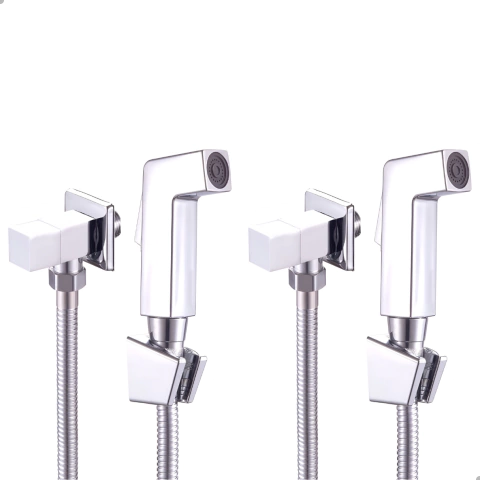 Kit 02 Ducha Higiênica Quadrada Registro Em Metal 1/4 Volta - comprar online