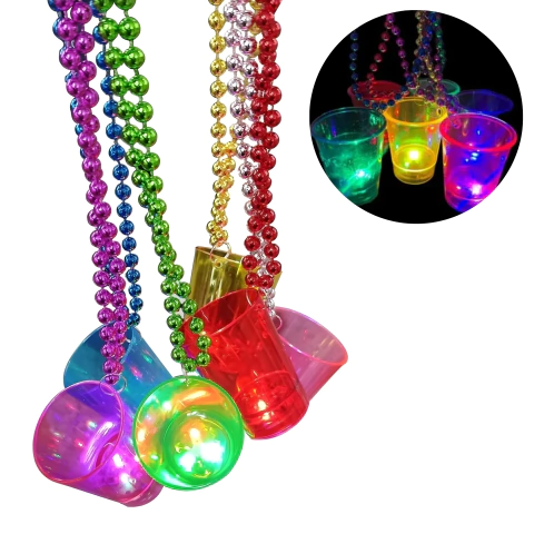 Collar Luminoso Shot X 12 Led Vaso Cotillon Perlas Tequila