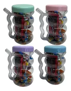 Souvenir Cumpleaños Infantil X 4 Vaso Golosinas Tapa Sorbete