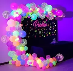 Kit Arco Organico 100 Globos Fluo Neon Fiesta Xv en internet