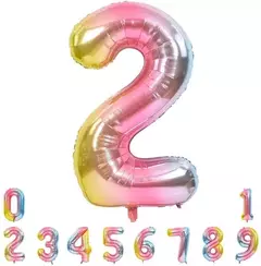 Globo Metalizado Numeros de 16" 40 cm Colores Cotillon
