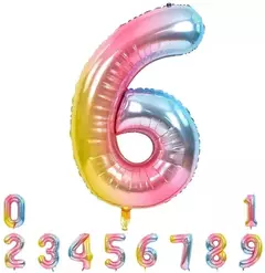 Globo Metalizado Numeros de 16" 40 cm Colores Cotillon