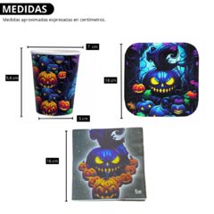 Kit Descartable Halloween Vaso Plato Servilletas Cotillon en internet