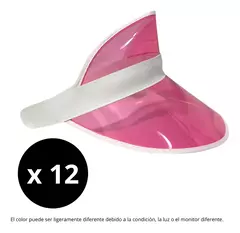 Visera Retro Rosa X 12 Gorro Plastico Poker Cotillon - comprar online