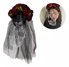 Vincha Catrina Velo Halloween Calaca Disfraz Cotillon