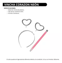 Vincha Corazon Neon X 5 Luminosa Quimica Fluo - comprar online