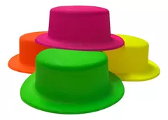 Galera Plástico Fluo X 12 Gorros Sombrero Cotillón Carioca - tienda online