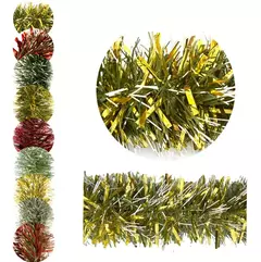 Boa Navideña Tupida Gruesa 2mts X 12,5cm Arbolito Navidad (VERDE NEVADO ORO METAL / ART:900/O - comprar online