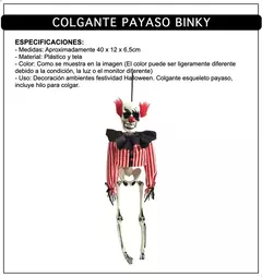 Colgante Esqueleto Payaso Binky Decoracion Halloween - comprar online