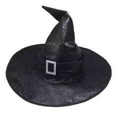Sombrero Bruja Simil Cuero Gorro Con Hebilla Halloween